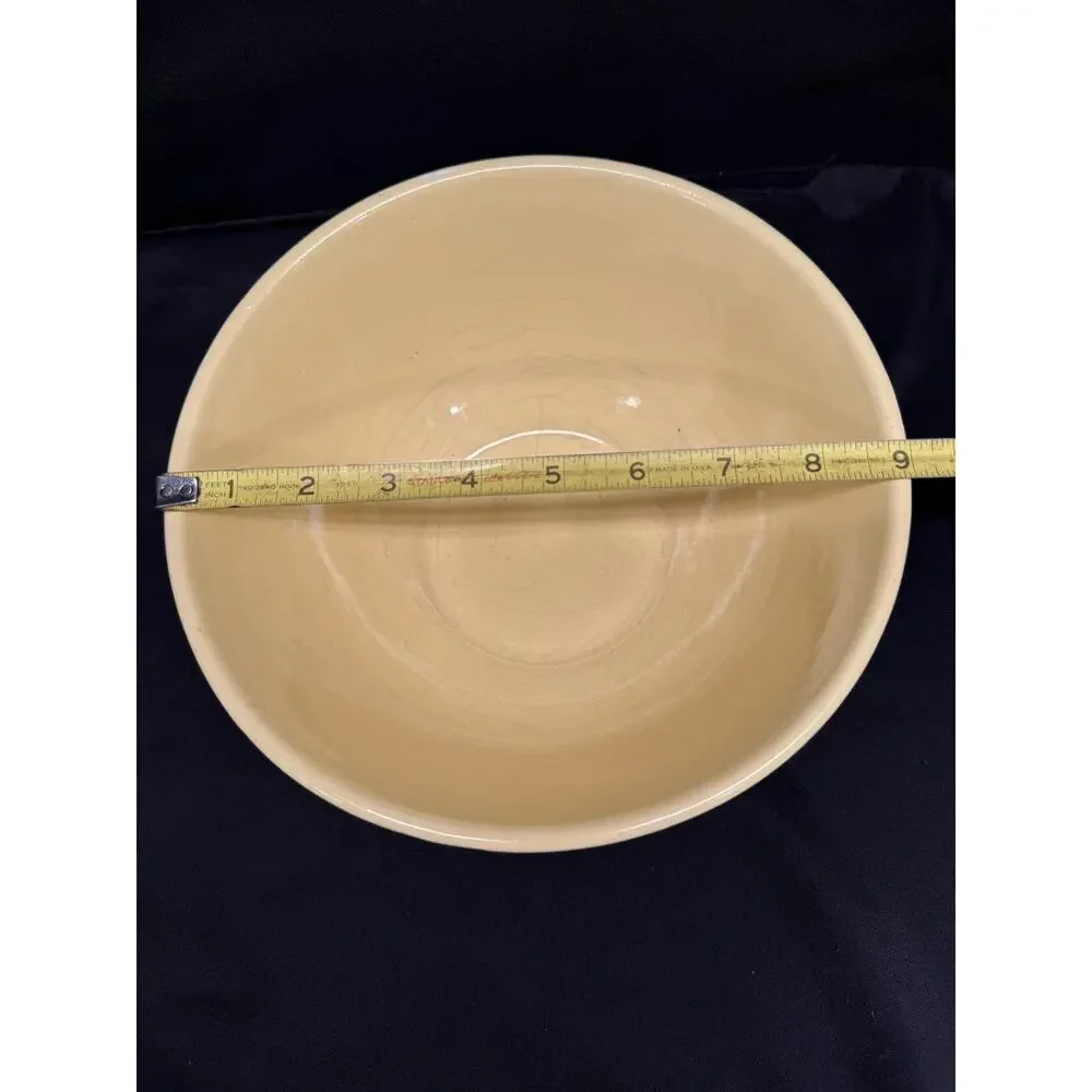 Vintage yellow Robinson Ransbottom Pottery Mixing Bowl Diamond pattern ceramic